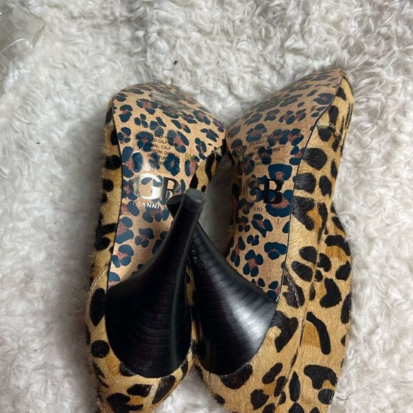 Gianni Bini Leather Calf Hair Leopard Print Pull On Stiletto Ankle Boots SZ8M - Picture 7 of 11